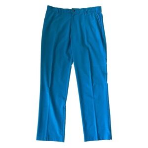 Short Par 4 Mens Golf Pants 36x32 Blue Performance Stretch Flat Front Trousers